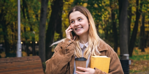 Student on the phone